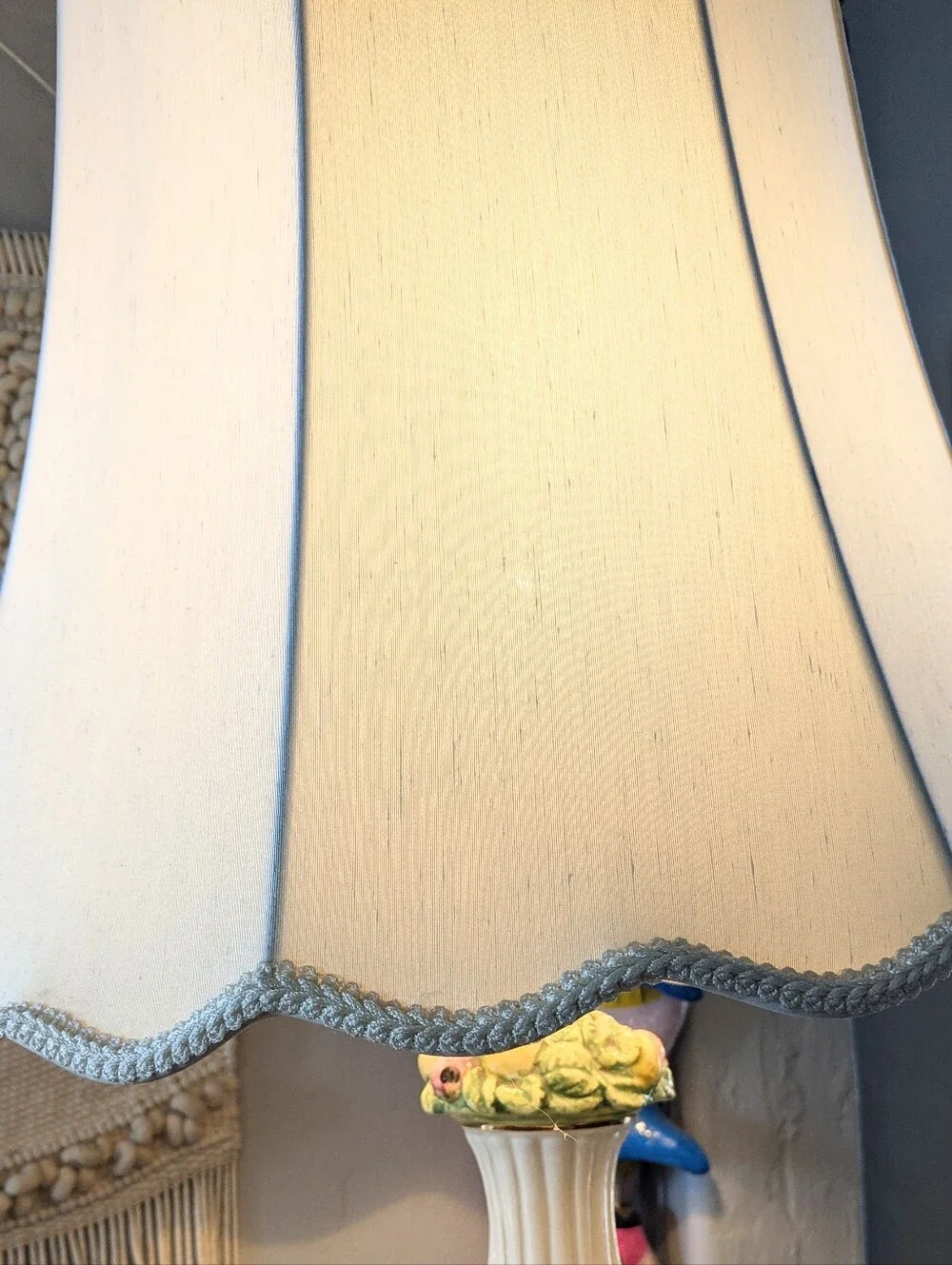 Vintage Nine-Panel Lace Detail Lampshade - Cottagecore Aesthetic